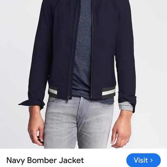 Navy Bomber Jacket by Banana Republic - Picture 2 of 4
